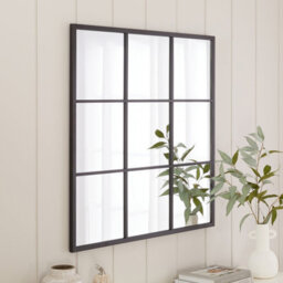 The Furniture Market Industrial Square Black Framed Metal Window Wall Mirror 90Cm X 90Cm - thumbnail 3