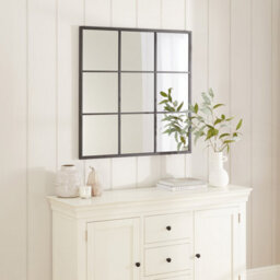 The Furniture Market Industrial Square Black Framed Metal Window Wall Mirror 90Cm X 90Cm - thumbnail 2