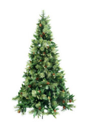 Shatchi 7Ft Californian Boulder Bushy Look Luxurious Forest Green Artificial Christmas Tree Pine Cones Hinged - thumbnail 6