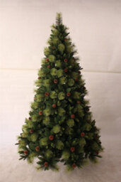 Shatchi 7Ft Californian Boulder Bushy Look Luxurious Forest Green Artificial Christmas Tree Pine Cones Hinged - thumbnail 5