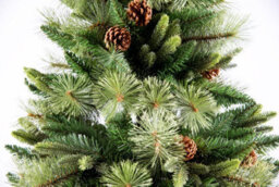 Shatchi 7Ft Californian Boulder Bushy Look Luxurious Forest Green Artificial Christmas Tree Pine Cones Hinged - thumbnail 7