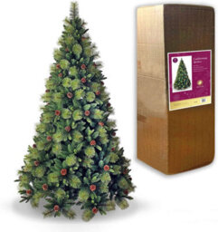 Shatchi 7Ft Californian Boulder Bushy Look Luxurious Forest Green Artificial Christmas Tree Pine Cones Hinged - thumbnail 3