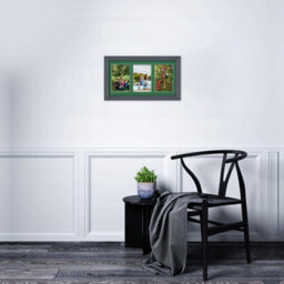 AK Frames 40X20Cm Dark Grey Classic Multi Photo Frame With Emerald Mount - Holds 3 Apertures (3X) 6X4 Photos - thumbnail 3