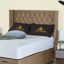 UKBEDFURNITURE Francesca Plush Beige End Opening Divan Ottoman Bed With 54 Inch Headboard - thumbnail 3