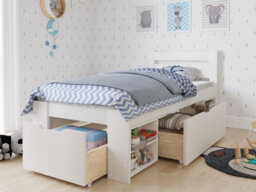 Flair Noomi Hansa Storage Wooden Bed - White - thumbnail 3