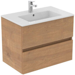 Ideal Standard Eurovit+ 700mm Wall Mounted Vanity Unit With 2 Drawers In Natural Oak