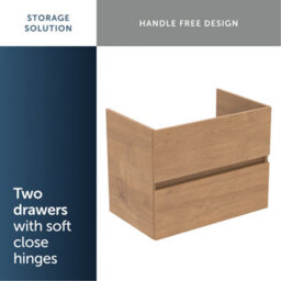 Ideal Standard Eurovit+ 700mm Wall Mounted Vanity Unit With 2 Drawers In Natural Oak - thumbnail 6