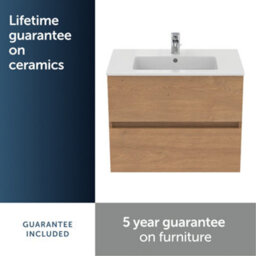 Ideal Standard Eurovit+ 700mm Wall Mounted Vanity Unit With 2 Drawers In Natural Oak - thumbnail 3