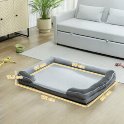 Pawhut Dog Sofa Bed, Washable Pet Bed With Non-Slip Bottom, Grey - thumbnail 3