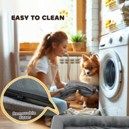 Pawhut Dog Sofa Bed, Washable Pet Bed With Non-Slip Bottom, Grey - thumbnail 7