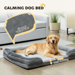 Pawhut Dog Sofa Bed, Washable Pet Bed With Non-Slip Bottom, Grey - thumbnail 4
