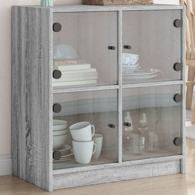 Berkfield Side Cabinet With Glass Doors Grey Sonoma 68X37X75.5 Cm - image 1