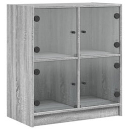Berkfield Side Cabinet With Glass Doors Grey Sonoma 68X37X75.5 Cm - thumbnail 2