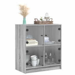 Berkfield Side Cabinet With Glass Doors Grey Sonoma 68X37X75.5 Cm - thumbnail 4