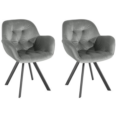 Dorel Dining Chair Set Of 2 In Velvet Grey - image 1