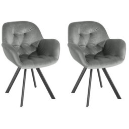 Dorel Dining Chair Set Of 2 In Velvet Grey - thumbnail 1