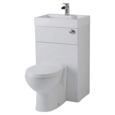 Homestylestore White Bathroom Combination Vanity And Toilet Wc Unit 502 X 890mm - image 1