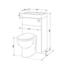Homestylestore White Bathroom Combination Vanity And Toilet Wc Unit 502 X 890mm - thumbnail 3