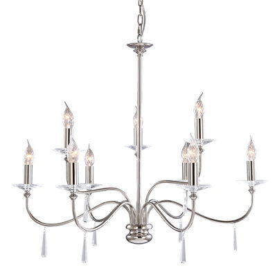 Elstead Finsbury Park 9 Light Chandelier Polished Nickel Finish, E14 - image 1
