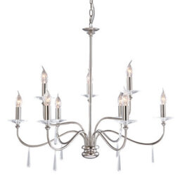 Elstead Finsbury Park 9 Light Chandelier Polished Nickel Finish, E14 - thumbnail 1