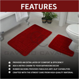 Gc Gaveno Cavailia Grecian Grace 2 Piece Non Slip Bath Mat Set Red Quick Dry Water Absorbent Bathroom Shower Mat & Pedestal Set - thumbnail 4