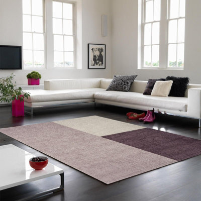 Purple Geometric Handmade Luxurious Modern Wool Rug Easy To Clean Living Room And Bedroom-120Cm X 170Cm - image 1
