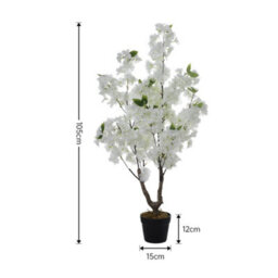 White Artificial Plant Cherry Flower Tree Fake Plant House Plant In Pot H 105 Cm - thumbnail 5