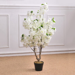 White Artificial Plant Cherry Flower Tree Fake Plant House Plant In Pot H 105 Cm - thumbnail 2