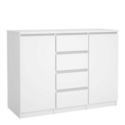 Wyld Haus Budapest White Wooden Sideboard - 2 Doors 4 Drawers Gloss Finish - thumbnail 2