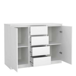 Wyld Haus Budapest White Wooden Sideboard - 2 Doors 4 Drawers Gloss Finish - thumbnail 5