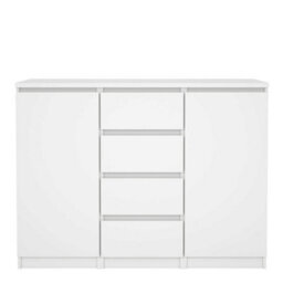 Wyld Haus Budapest White Wooden Sideboard - 2 Doors 4 Drawers Gloss Finish - thumbnail 3