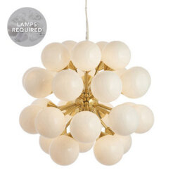 Luminosa Lighting Luminosa Oscar Globe Pendant Satin Brushed Gold Effect Plate & Gloss White Glass 28 Light Dimmable Ip20 - G9 - thumbnail 1
