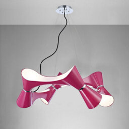 Luminosa Lighting Luminosa Ora Pendant 8 Twisted Round Light E27, Gloss Purple/polished Chrome - thumbnail 2