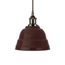 Burgundy Red Lincoln Painted Dome Pendant Light With Black Nickel Lamp Holder And Brown Twisted Cable - Se Home - thumbnail 1