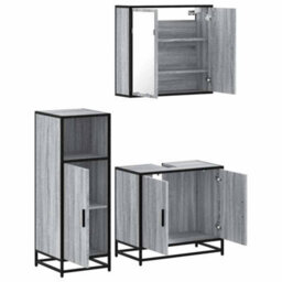 Berkfield 3 Piece Bathroom Furniture Set Grey Sonoma Engineered Wood - thumbnail 6