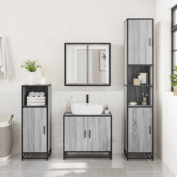 Berkfield 3 Piece Bathroom Furniture Set Grey Sonoma Engineered Wood - thumbnail 3