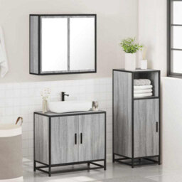 Berkfield 3 Piece Bathroom Furniture Set Grey Sonoma Engineered Wood - thumbnail 4