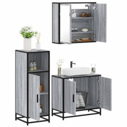 Berkfield 3 Piece Bathroom Furniture Set Grey Sonoma Engineered Wood - thumbnail 1