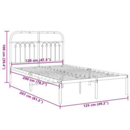 Berkfield Metal Bed Frame Without Mattress With Headboard Black 120X200Cm - thumbnail 8