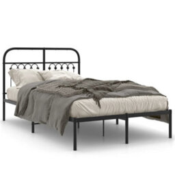 Berkfield Metal Bed Frame Without Mattress With Headboard Black 120X200Cm - thumbnail 2