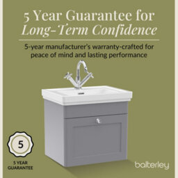 Balterley Swynnerton Traditional Bathroom Wall Hung 1-Drawer Vanity Unit & Fireclay Basin, Satin Grey, 500mm - thumbnail 6