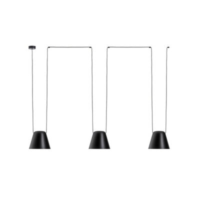 Luminosa Lighting Luminosa Attic Decorative Hanging Ceiling Pendant Matt Black 3X E27 / 75Cm X 300Cm