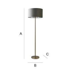Valuelights Charles Chrome Floor Lamp With Grey Velvet & Metallic Shade And Bulb - thumbnail 9