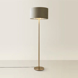 Valuelights Charles Chrome Floor Lamp With Grey Velvet & Metallic Shade And Bulb - thumbnail 4