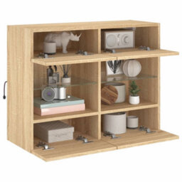 Walplus Tv Wall Cabinet With Led Lights Sonoma Oak 78.5X30X60.5 Cm - thumbnail 6