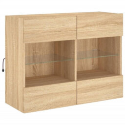 Walplus Tv Wall Cabinet With Led Lights Sonoma Oak 78.5X30X60.5 Cm - thumbnail 3