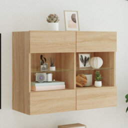 Walplus Tv Wall Cabinet With Led Lights Sonoma Oak 78.5X30X60.5 Cm - thumbnail 1