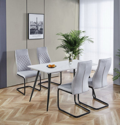 Hallowood Furniture Cullompton Rectangular Dining Table 120Cm With 4 High Back Chairs - image 1