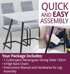 Hallowood Furniture Cullompton Rectangular Dining Table 120Cm With 4 High Back Chairs - thumbnail 7
