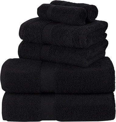 IHIDirect Supersoft 550Gsm 100% Pure Cotton 6Pc Towel Bale Set, Bath,hand,flannel Black